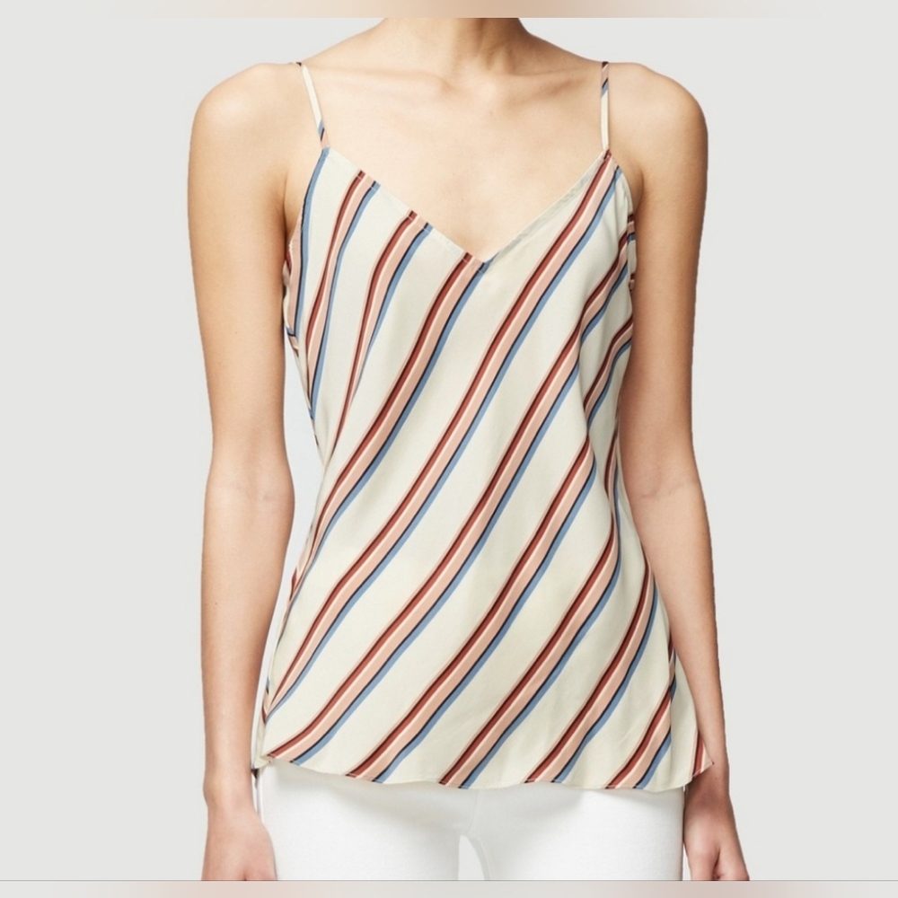FRAME Womens Ivory Silk Striped Tank Cami Sz L